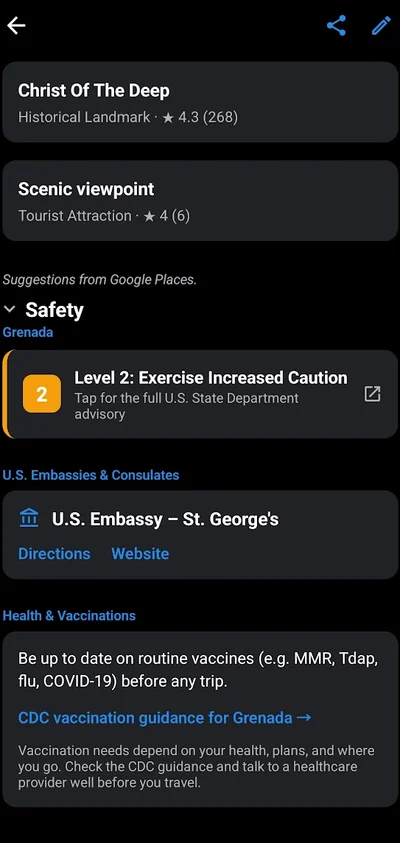 Safety and embassy information for a trip
